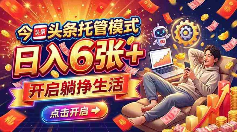 （21083期）今日头条AI托管模式，每天5分钟，最高月入5000+，操作超简单，零门槛网赚项目-副业赚钱-互联网创业-资源整合青创网