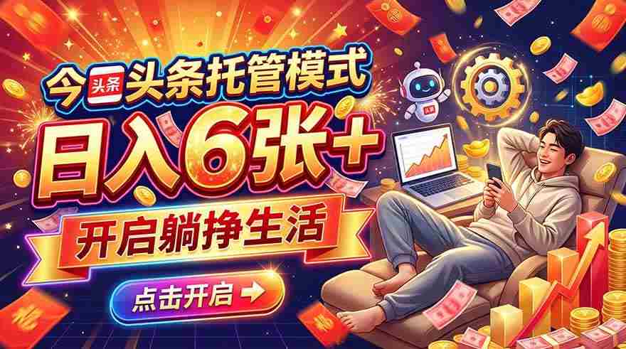 （21083期）今日头条AI托管模式，每天5分钟，最高月入5000+，操作超简单，零门槛网赚项目-副业赚钱-互联网创业-资源整合青创网
