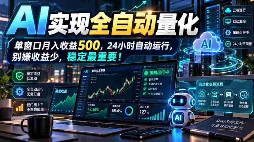 （21163期）AI全自动量化项目，长期稳定可落地，0门槛躺赚稳定项目！